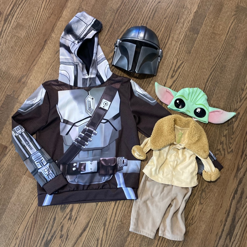 Disney baby Grogu costume 3-6 mos & womens small Mandalorian sweatshirt & mask